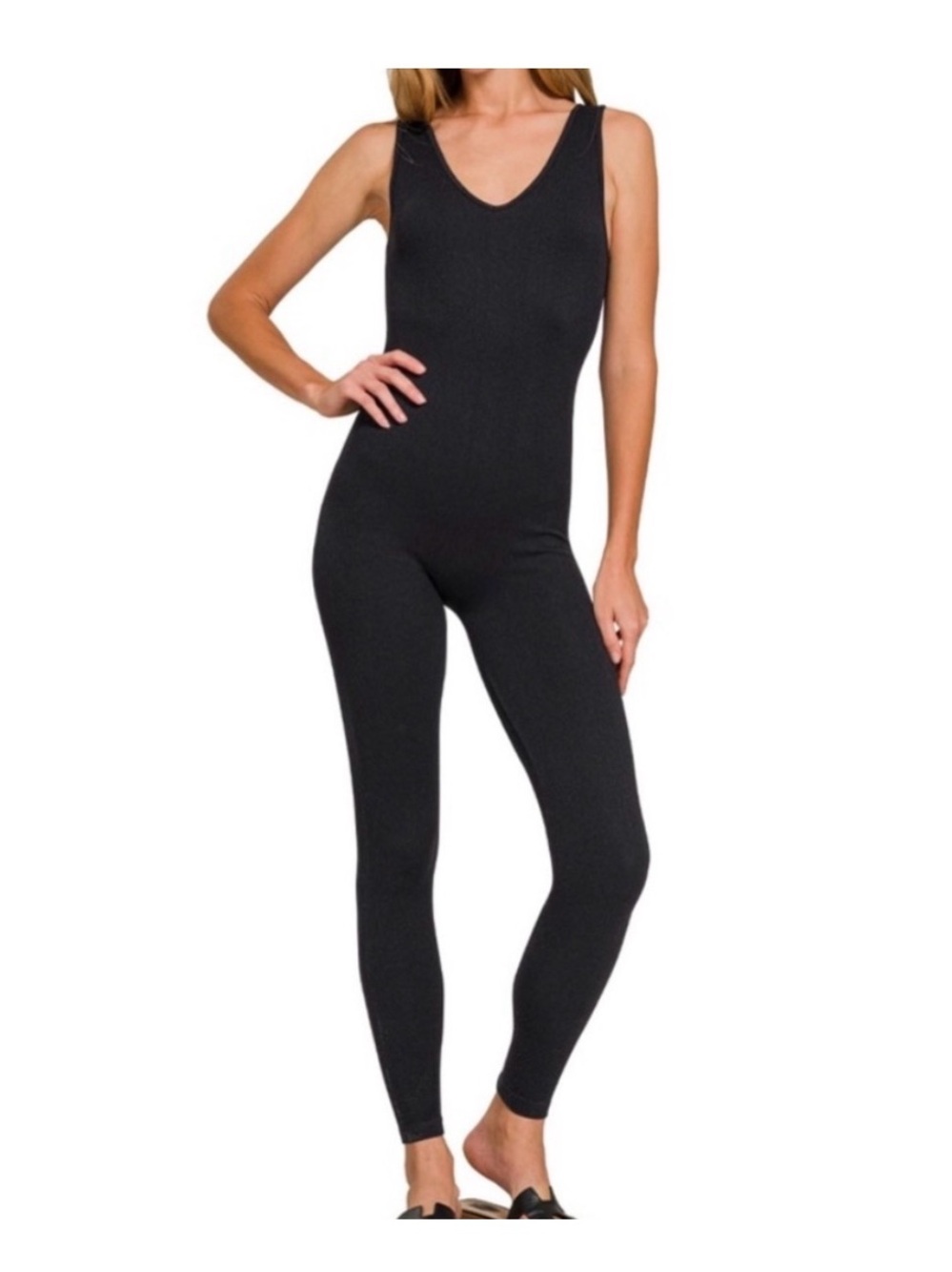 🆕 Zenana Outfitters Seamless Ribbed Tank Bodysuit Jumpsuit. L/XL. NWOT!🔥